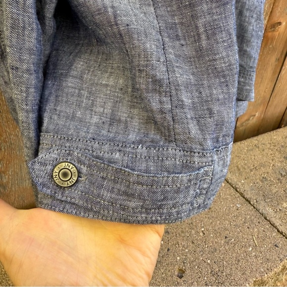 JNY Women's Blue Linen Button Up Jacket Top Size Large - Picture 8 of 12